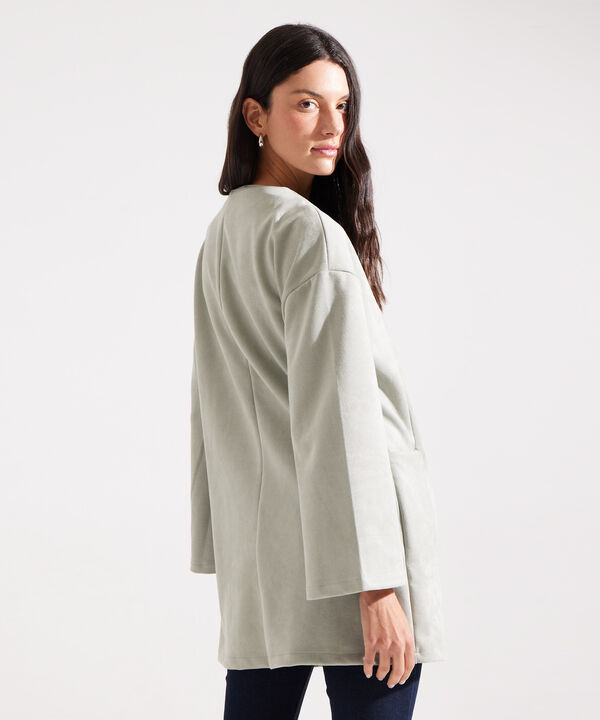 Chaqueta Larga en Suede 
