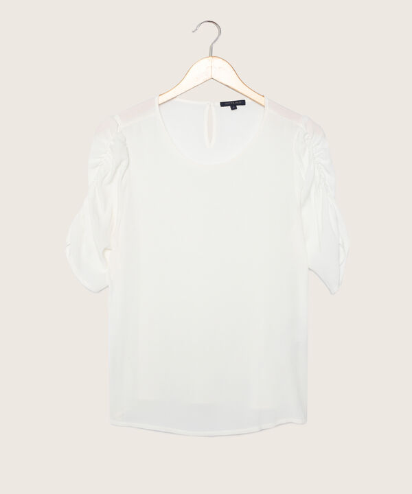 Blusa Unicolor Manga Corta Con Fruncido En Costado
