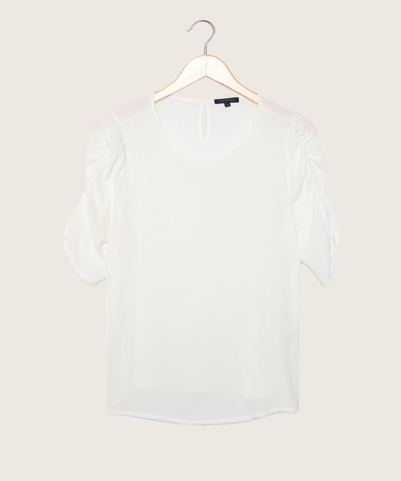 Blusa Unicolor Manga Corta Con Fruncido En Costado