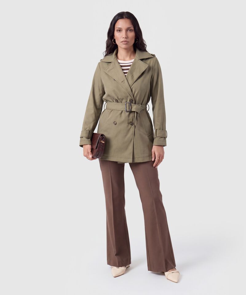 Chaqueta Cruzada Con Cintur&oacute;n Para Mujer