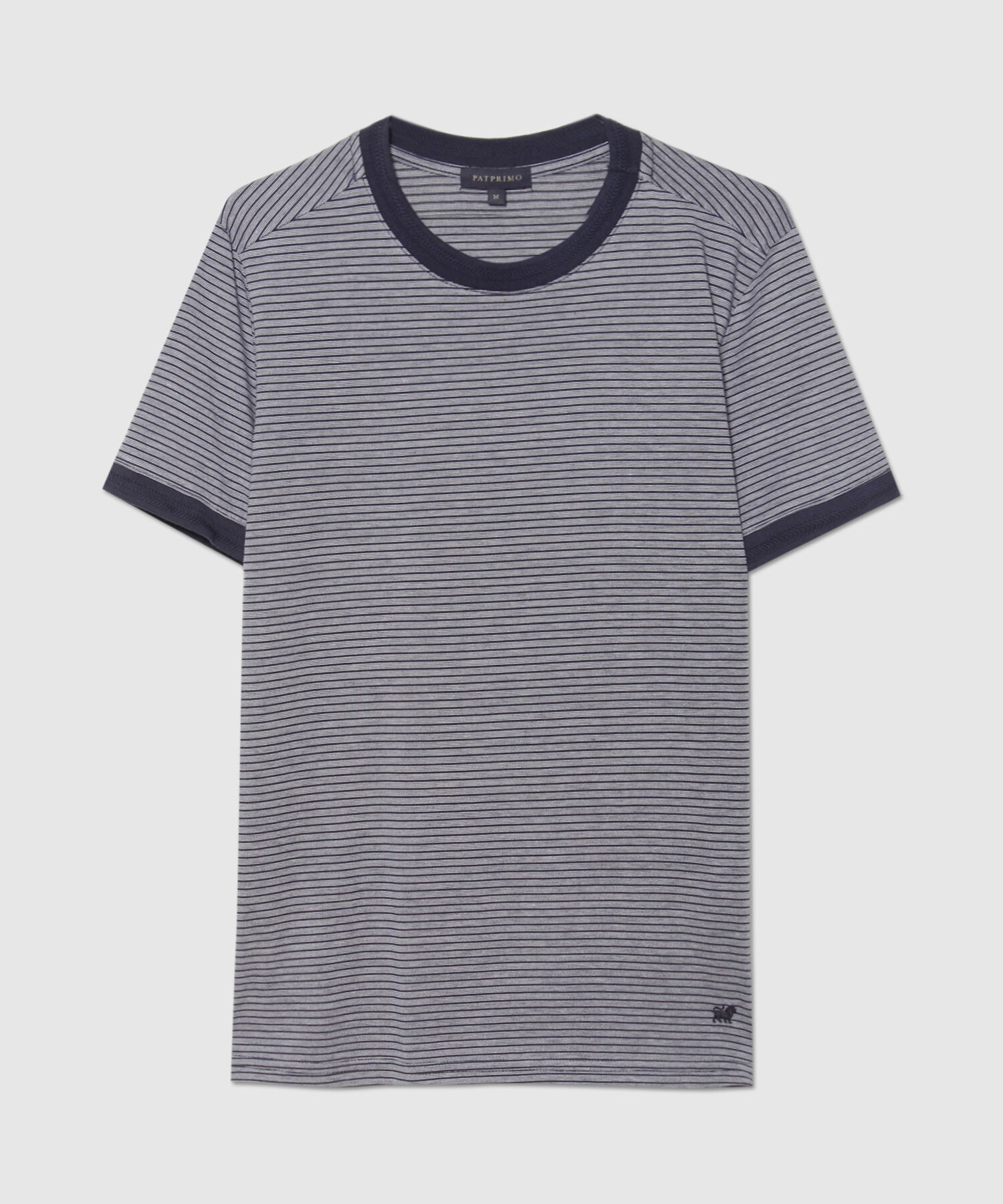 Camiseta Cuello Redondo Con Tira Tejida En Cuello Y Pu&ntilde;o