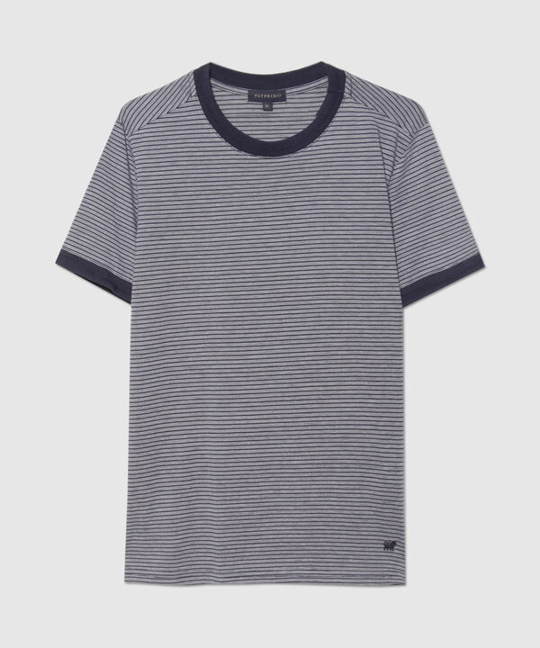 Camiseta Cuello Redondo Con Tira Tejida En Cuello Y Pu&ntilde;o
