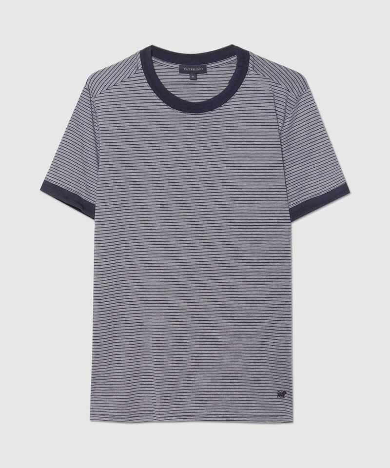 Camiseta Cuello Redondo Con Tira Tejida En Cuello Y Pu&ntilde;o