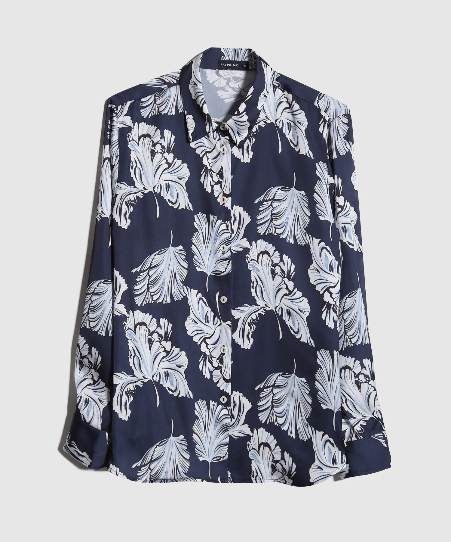 Camisa Estampada En Satin Manga Larga
