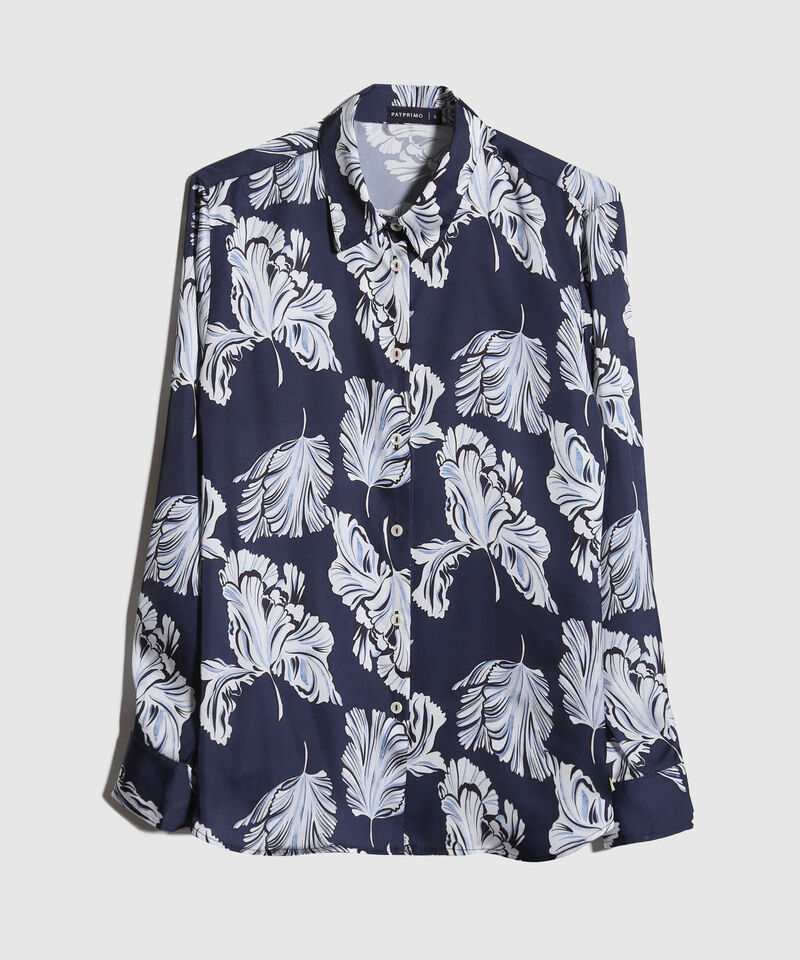 Camisa Estampada En Satin Manga Larga