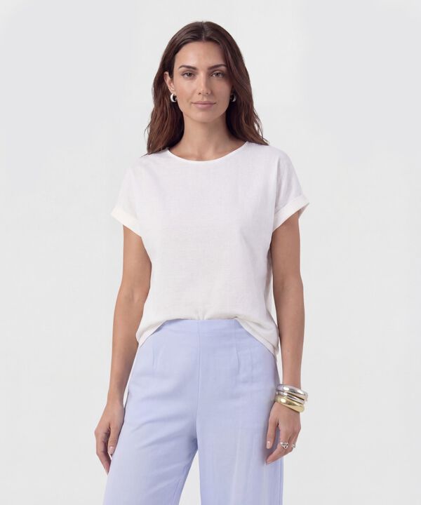 Blusa De Corte Lineal Y Manga Doblada image number null