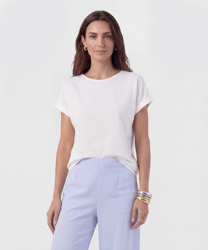 Blusa De Corte Lineal Y Manga Doblada