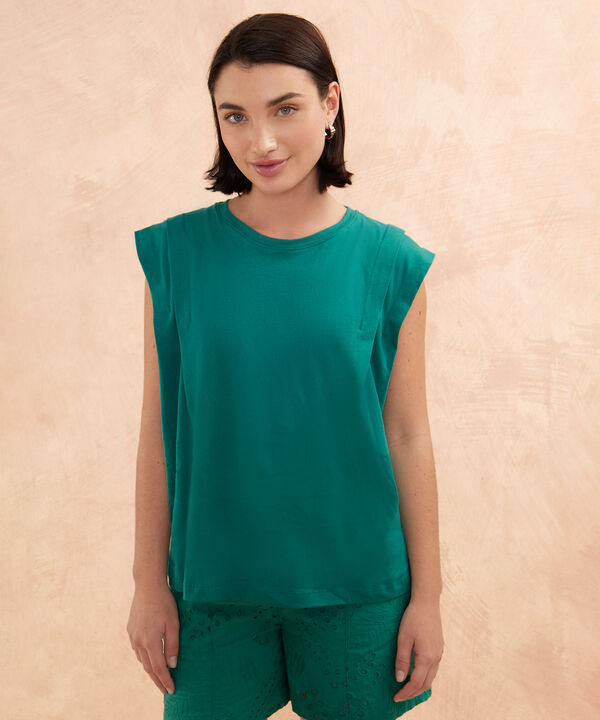 Camiseta Unicolor Con Alforzas image number null