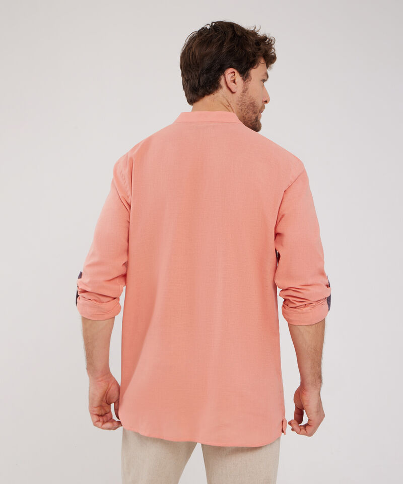 Camisa Manga Larga Cuello Mao Unicolor