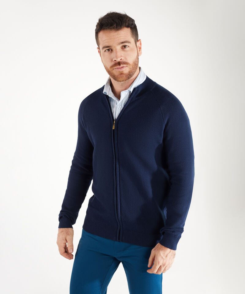 Saco Abierto Con Cremallera Tejido Con Textura