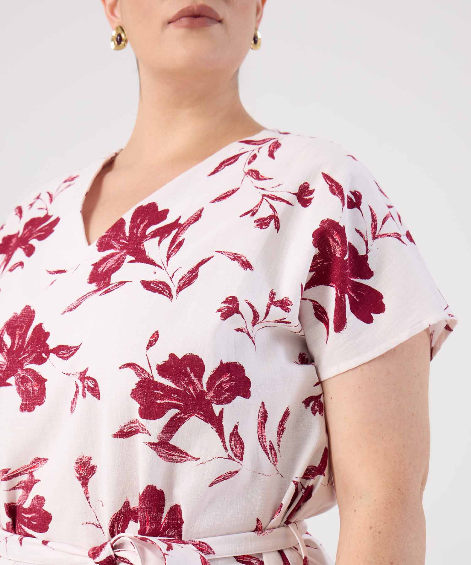 Vestido Estampado Con Cinturon Para Mujer Curvy