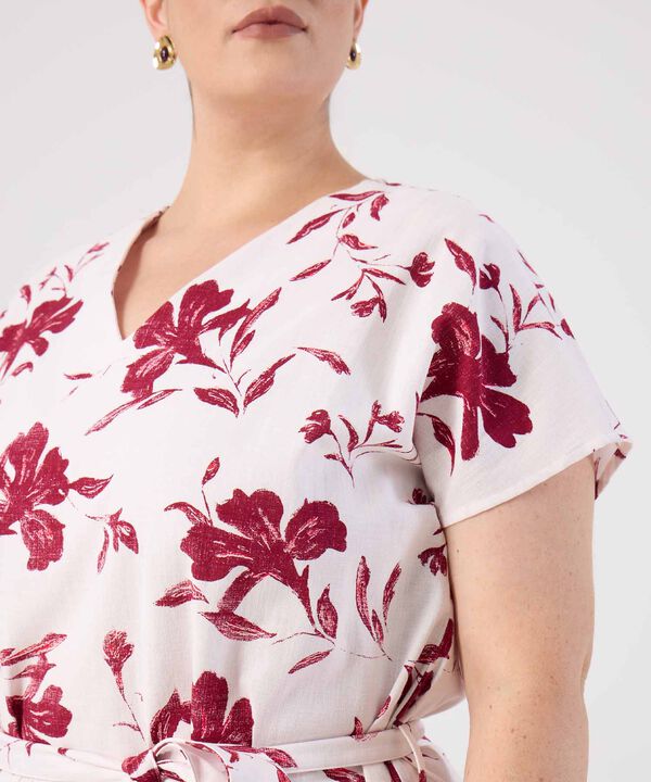 Vestido Estampado Con Cinturon Para Mujer Curvy image number null