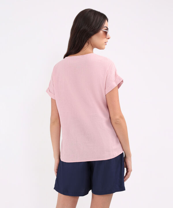 Blusa Manga Corta Unicolor