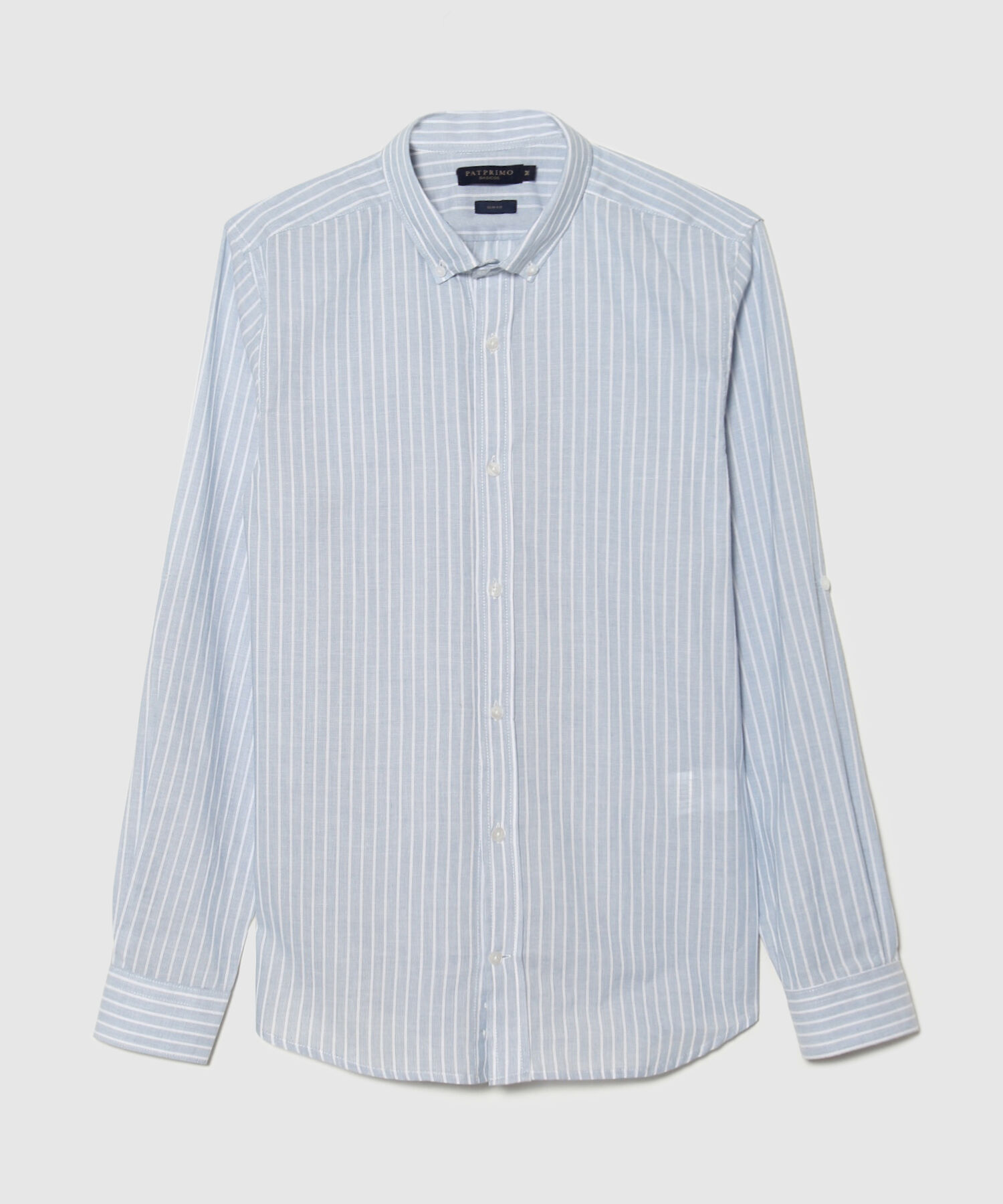 Camisa Manga Larga Preteñida Rayas, Slim