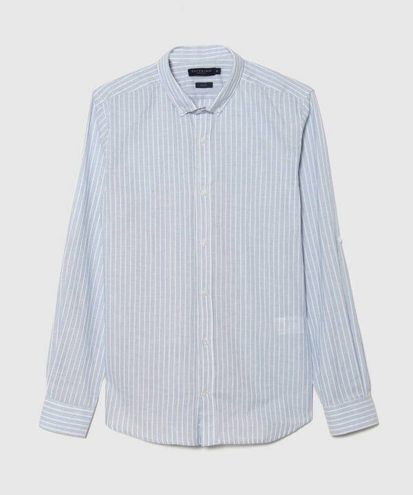 Camisa Manga Larga Preteñida Rayas, Slim