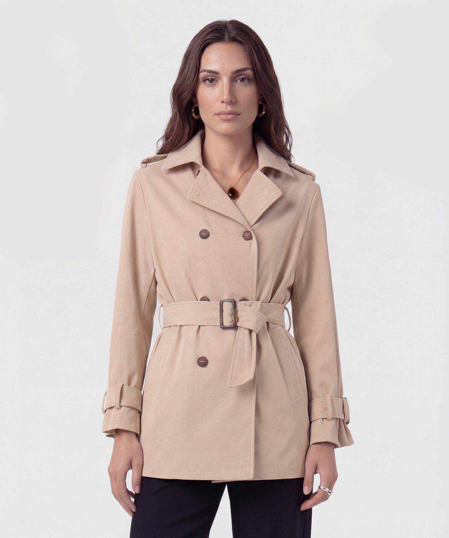 Chaqueta Trench Con Cintur&oacute;n Para Mujer