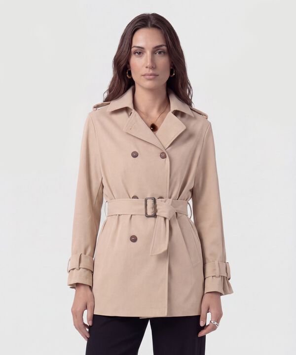 Chaqueta Trench Con Cintur&oacute;n Para Mujer