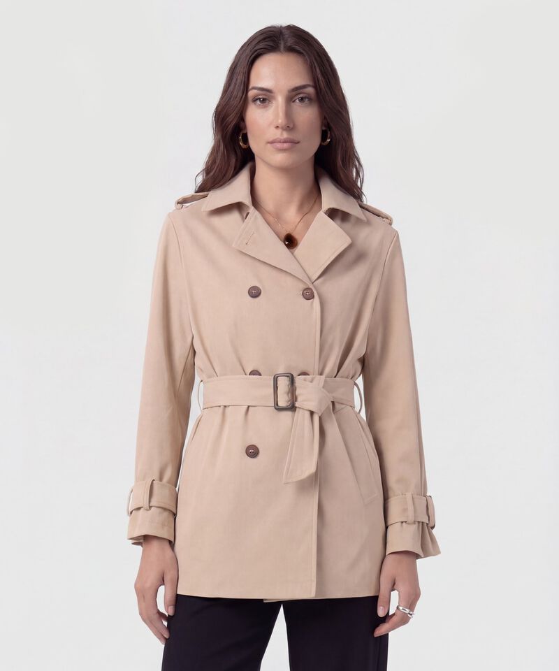 Chaqueta Trench Con Cintur&oacute;n Para Mujer