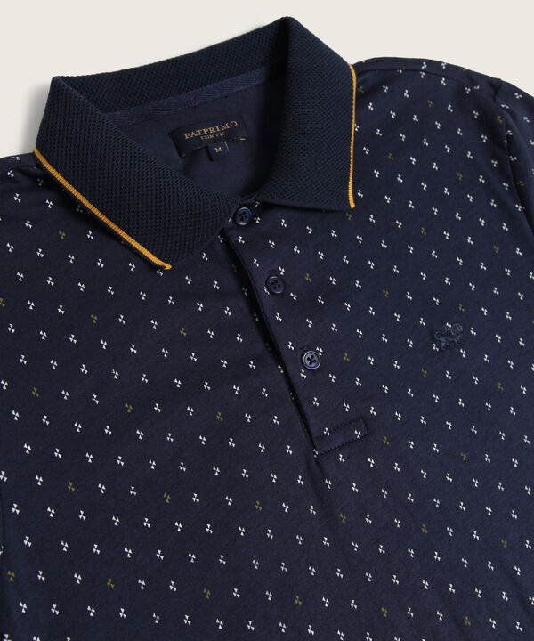 Polo Estampada Con Cuello Y Puños