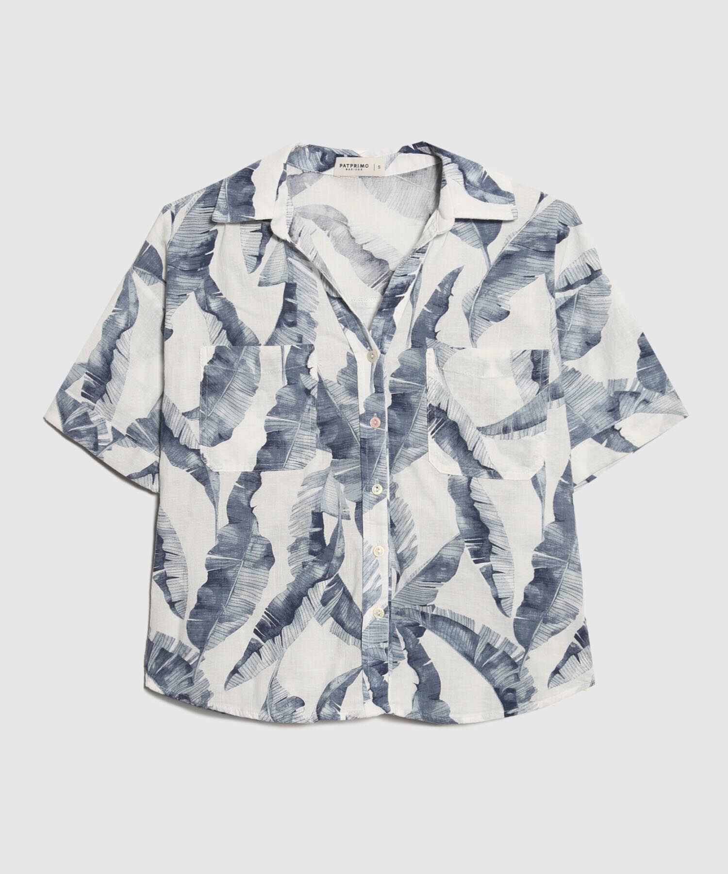 Camisa Estampada en Efecto Lino