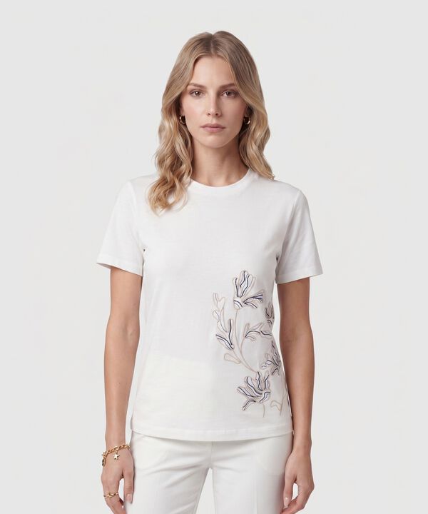 Camiseta Con Bordado Lateral Para Mujer image number null