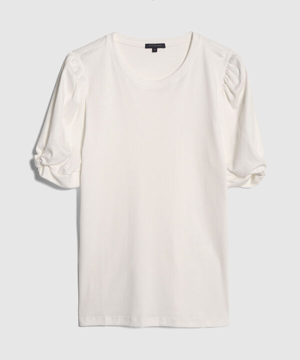 Camiseta Escote Redondo Con Detalle En Manga