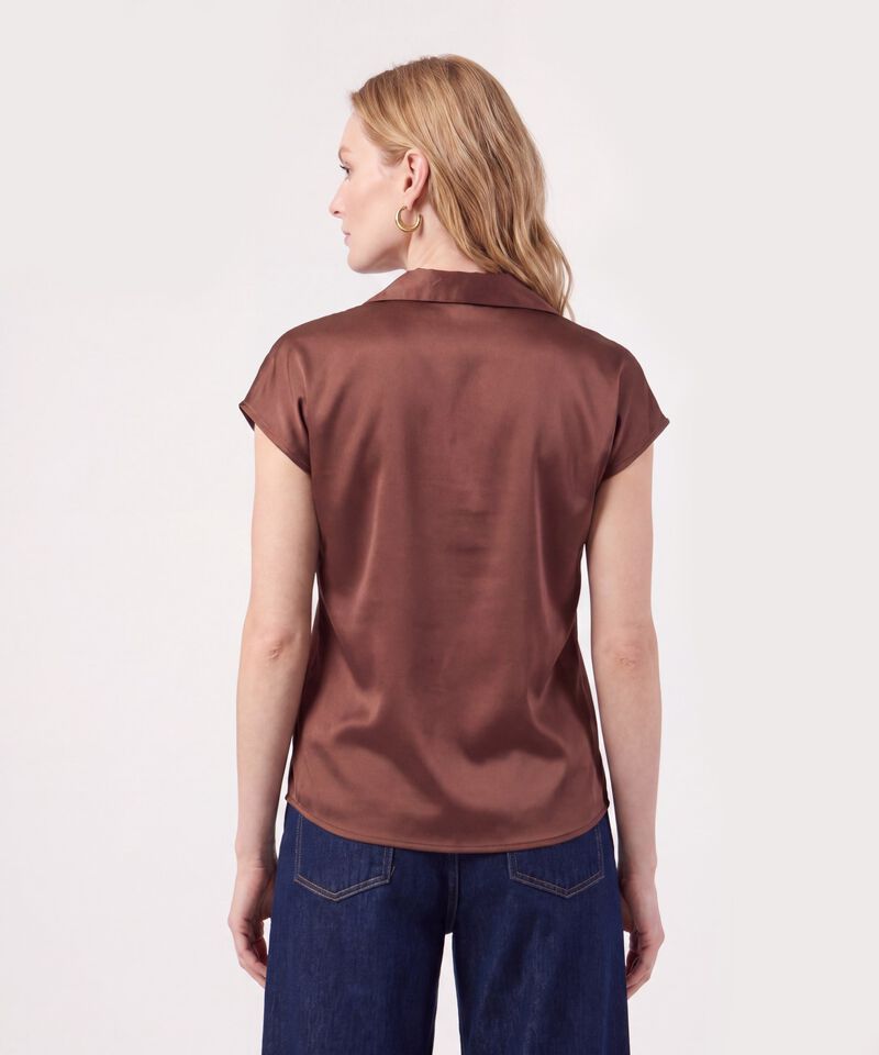 Blusa Unicolor De Manga Corta Mujer