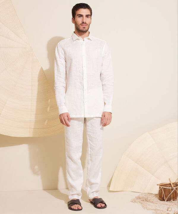 Camisa Guayabera Manga Larga, Sin Bolsillo  Con Bordado. image number null