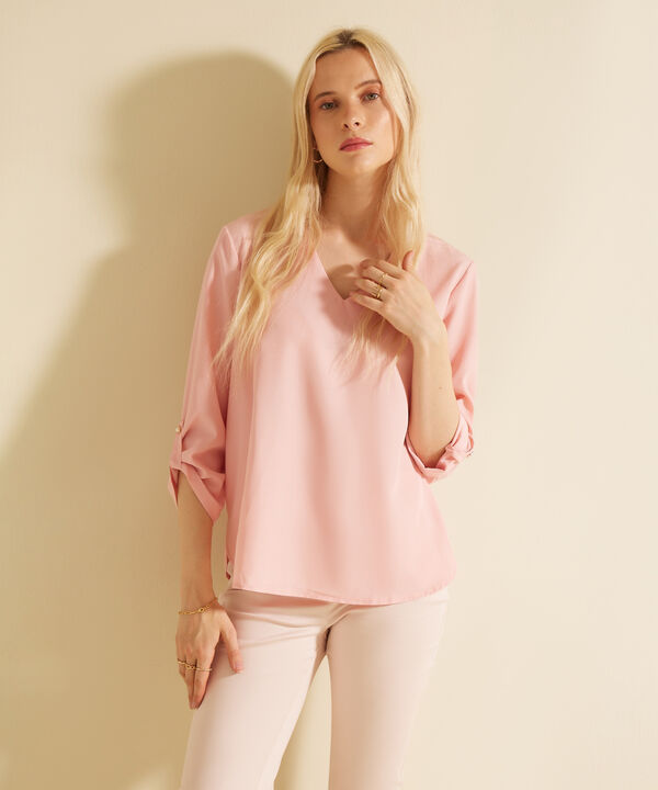 Blusa Manga 3/4 Con Charretera Unicolor