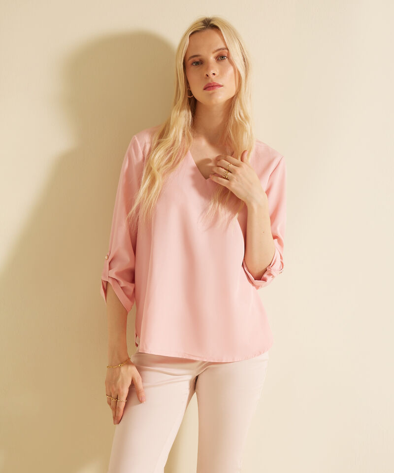 Blusa Manga 3/4 Con Charretera Unicolor