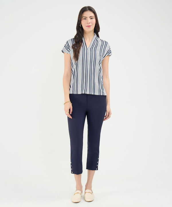 Camiseta a Rayas Escote en V image number null