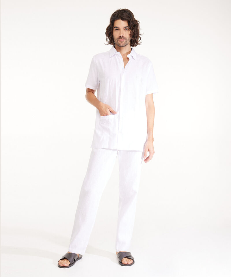 Camisa Guayabera Corta Con Bolsillo