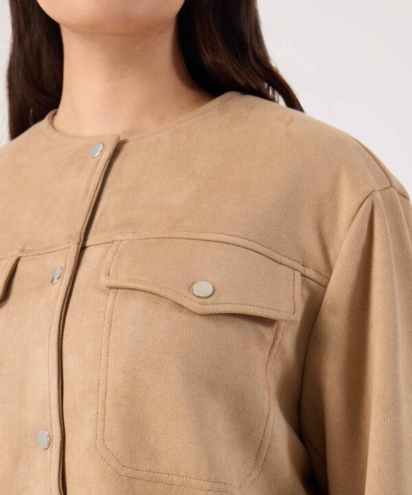 Chaqueta Unicolor Con Bolsillos Para Mujer Curvy image number null