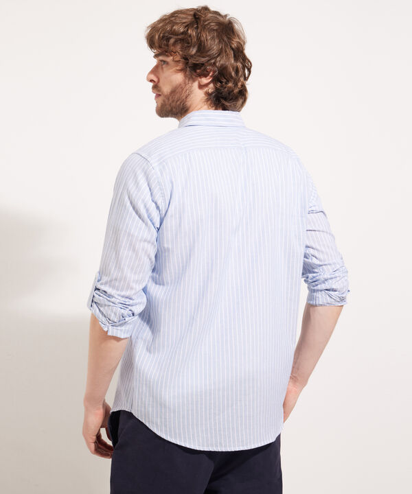 Camisa Manga Larga Preteñida Rayas, Slim