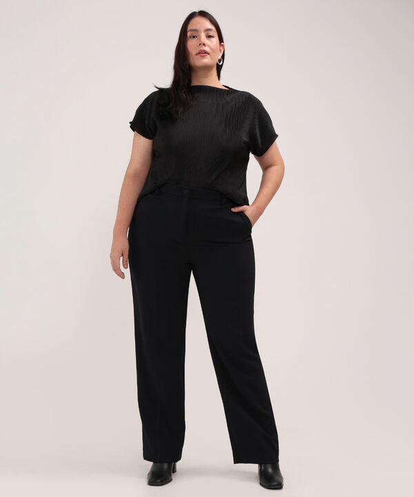 Pantalon Unicolor Encauchado En Pretina image number null