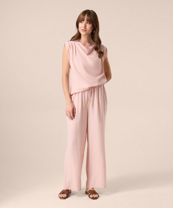 Blusa Con Cuello Redondo Y Hombreras Para Mujer image number null