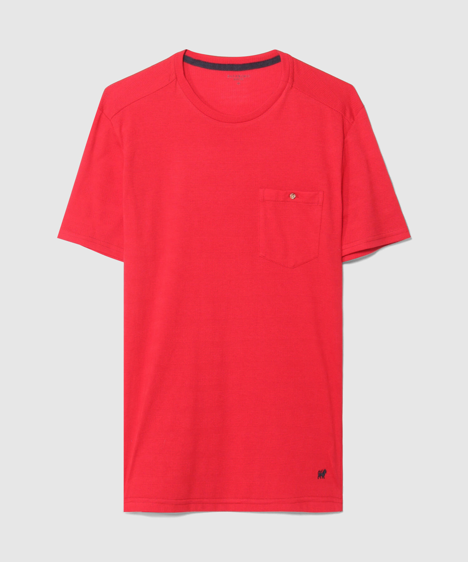 Camiseta Unicolor, Cuello Redondo Con Bolsillo De Parche