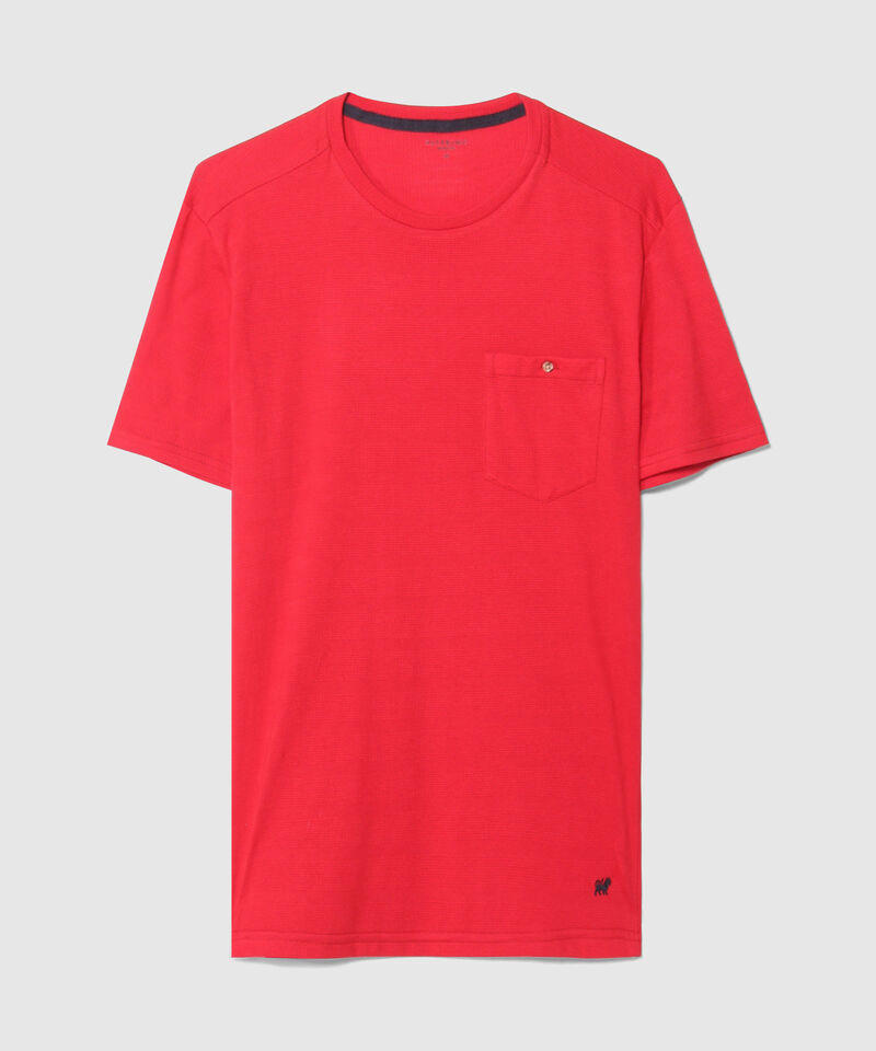 Camiseta Unicolor, Cuello Redondo Con Bolsillo De Parche