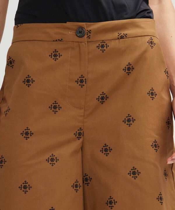 Pantalón Culotte Estampado Con Bolsillos Laterales