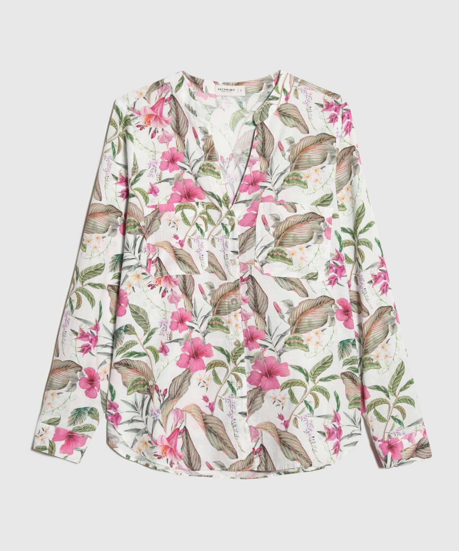 Blusa Estampada en Efecto Lino