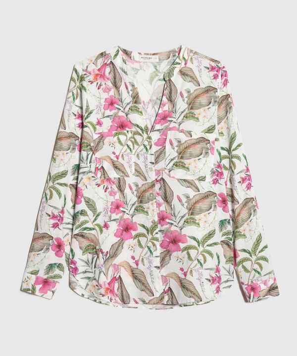 Blusa Estampada en Efecto Lino
