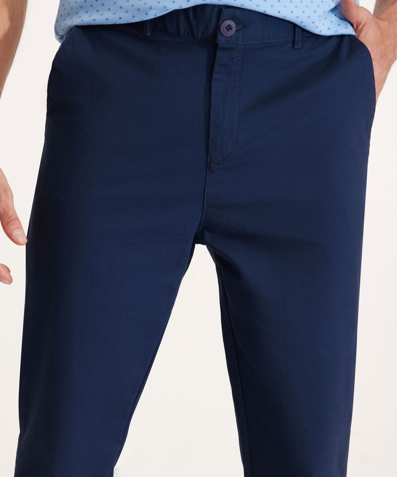 Pantalon Unicolor Chino Con El&aacute;stico En Pretina