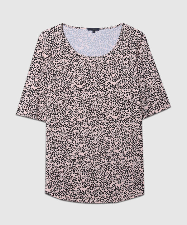 Camiseta Manga 3/4  Cuello Redondo  Estampada