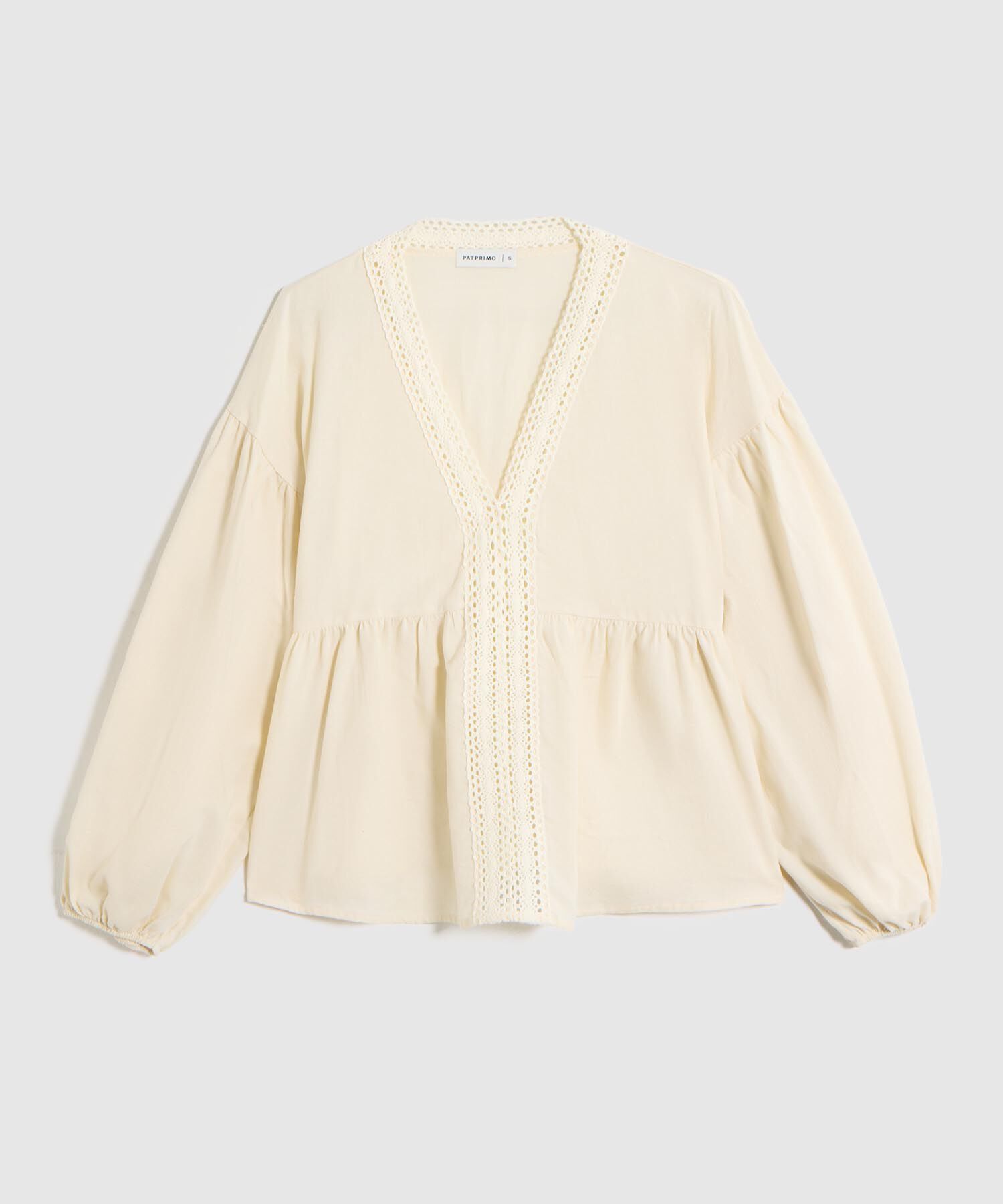 Blusa de Manga Larga con Encaje para Mujer