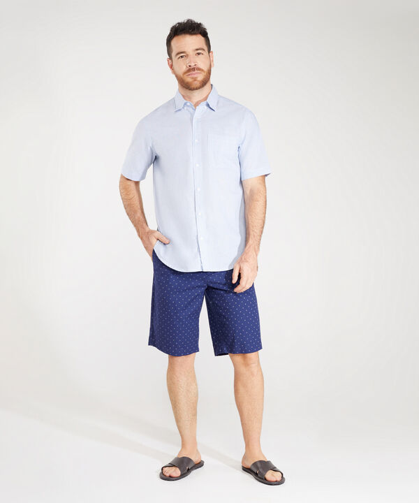 Camisa Manga Corta Y Con Bolsillo, Tela Con Textura, Regular Fit.