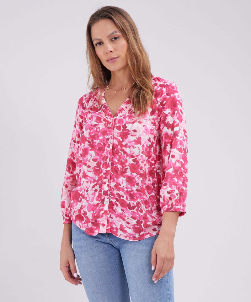 Blusa Manga Tres Cuartos Cuello Neru Estampada