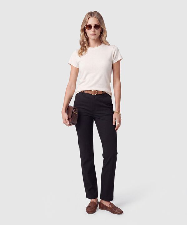 Camiseta B&aacute;sica En Tejido Acanalado Para Mujer