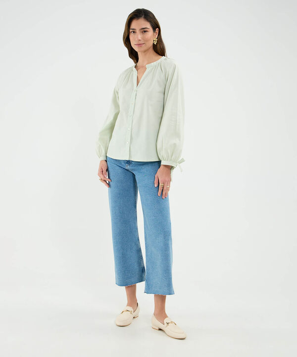 Blusa Manga Larga Efecto Lino image number null