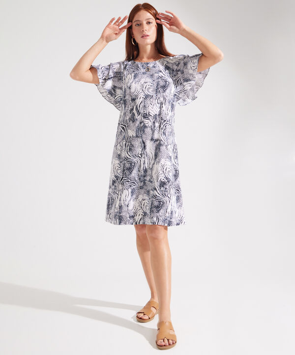 Vestido Estampado Con Escote Redondo