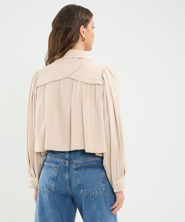 Chaqueta Unicolor Crop Cuello Alto